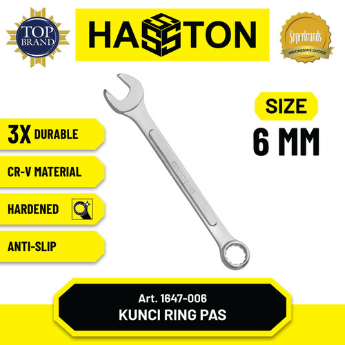 Hasston Kunci Ring Pass Chrome Mdl. Tulang / Combination Wrench (1647)