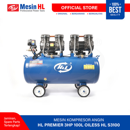 HL Mesin Kompressor Angin/ Compressor Premier 3HP 100L Oiless HL-S3100