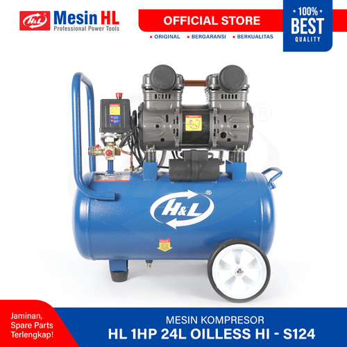 HL Mesin Kompressor Angin / Compressor HL 1HP 24L Oilless HI-S124