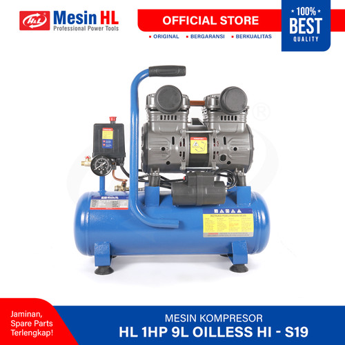 HL Mesin Kompressor Angin / Compressor HL 1HP 9L Oilless HI-S19