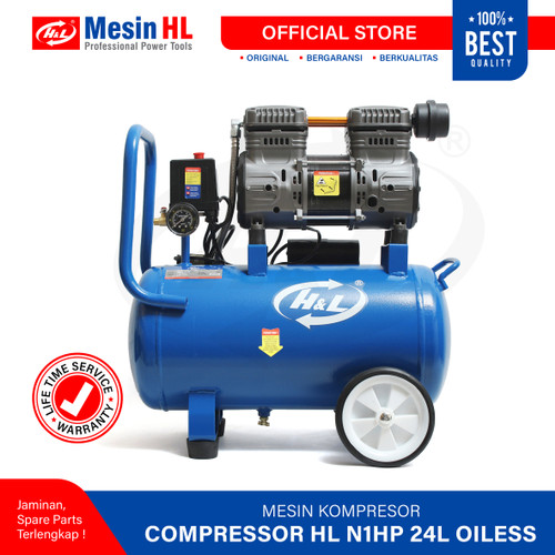 HL Mesin kompresor Angin N1HP 24Liter Oiless