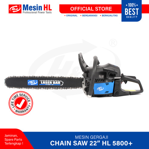 HL Mesin Gergaji Kayu Laser Bar/ Chain Saw HL 5800 22" Bar Baja Laser