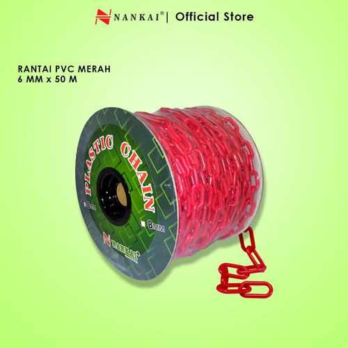 Rantai Plastik Meteran 6mm x 50m Merah Nankai