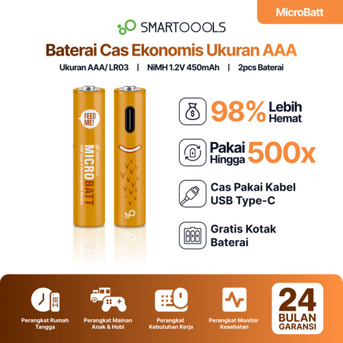 Smartoools MicroBatt AAA 2pcs Micro USB Rechargeable Battery - FS