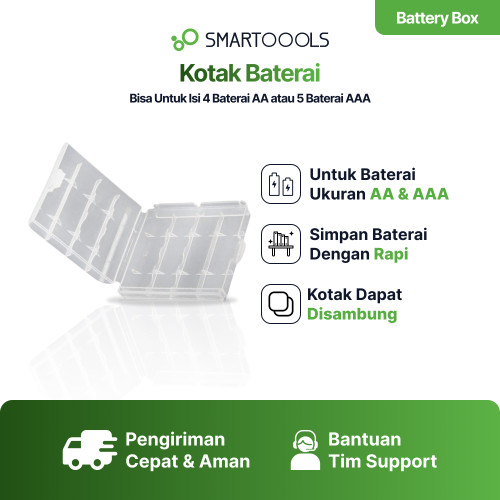 Kotak Case Baterai AA dan AAA untuk 4pcs Baterai Smartoools