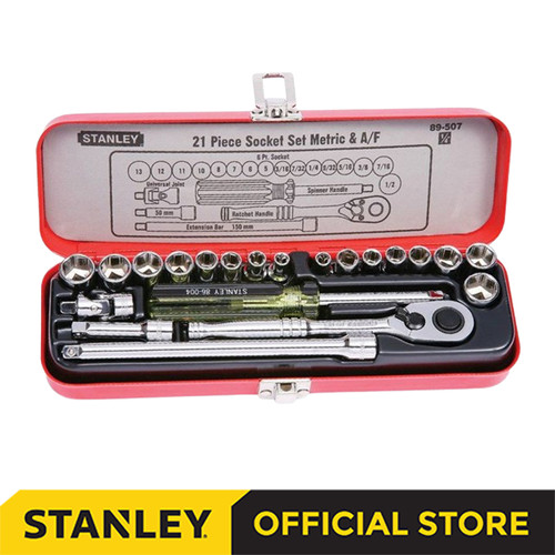 Stanley Metric & Imperial Socket Set 1/4" 6pts 21pcs 89-507