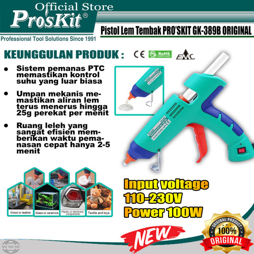 PISTOL LEM TEMBAK PROSKIT GK-389B PROFESSIONAL HOT MELT GLUE GUN ORI