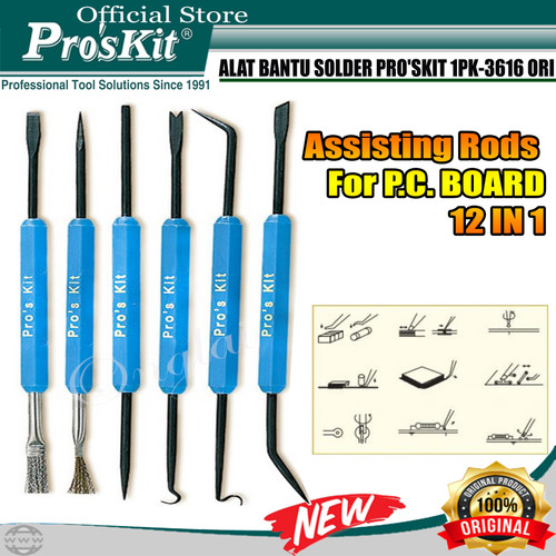 TOOLS AID SOLDERING KIT ALAT BANTU SOLDER PROSKIT 1PK-3616 12 IN 1 ORI