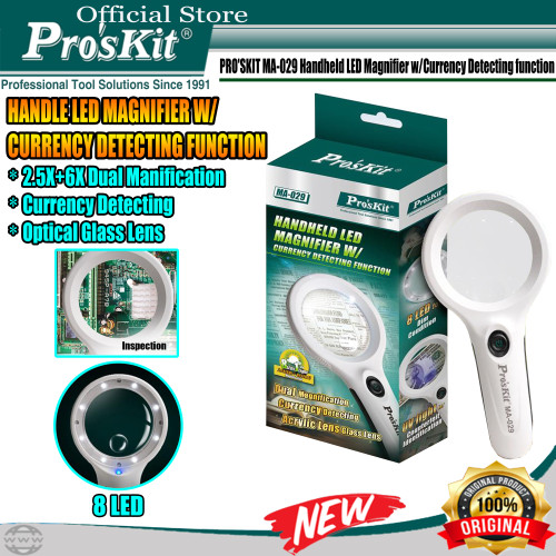 Proskit Magnifier Kaca Pembesar 8 LED 6X Dan 2,5X 70mm PRO'SKIT MA-029