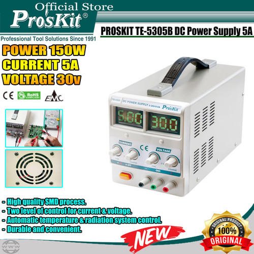 Proskit POWER SUPPLY PRO'SKIT TE-5305B 5A ORIGINAL GARANSI RESMI