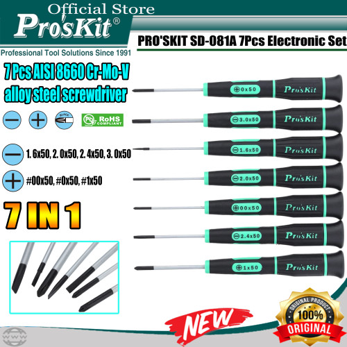 PROSKIT OBENG SET PRO'SKIT SD-081A 7IN1 FOR ELECTRONIC ORIGINAL