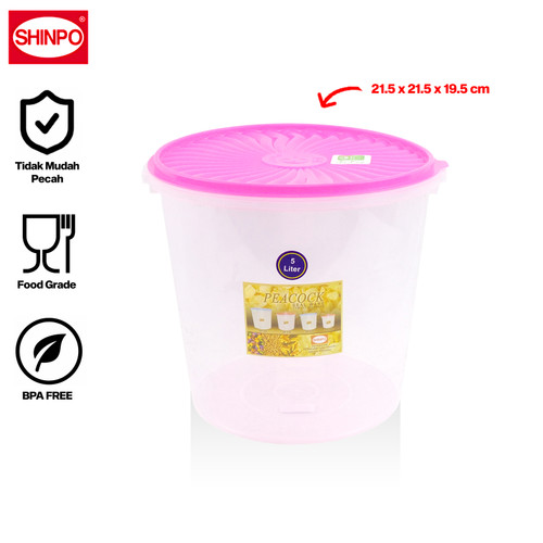 SHINPO Toples Plastik 5 L Penyimpanan Makanan Peacock SPO-SIP-605