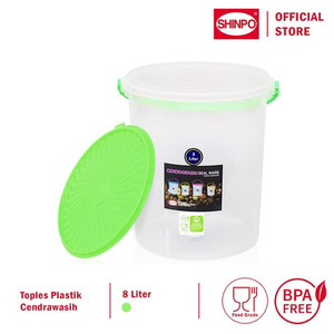 SHINPO Toples Plastik Dengan Tutup Dan Gagang 8 Liter SPO-SIP-608H