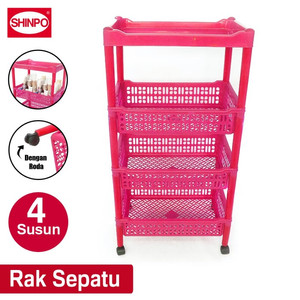 SHINPO Rak Salon / Dapur Plastik Dengan Roda 4 Susun SPO-SIP-819