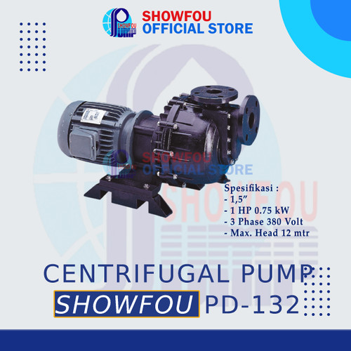 SHOWFOU CENTRIFUGAL PUMP PD-132 1 HP, 3 Phase 0.5 kWatt 1.5 Inch