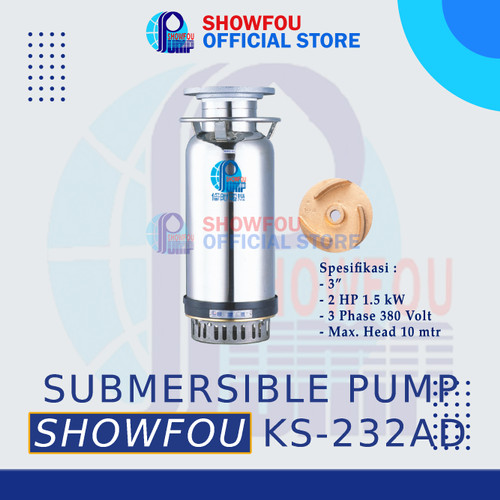 SHOWFOU SUBMERSIBLE PUMP KS-232AD, 2 HP, 3 Phase 1.5 kWatt 3 Inch