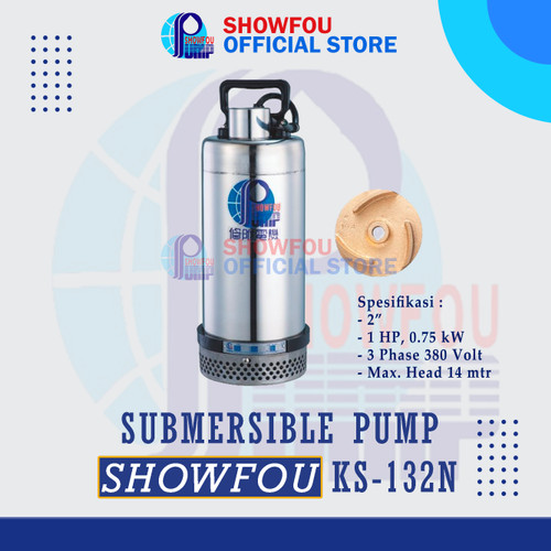 SHOWFOU SUBMERSIBLE PUMP KS-132D, 1 HP, 3 Phase 0.75 kWatt 2 Inch