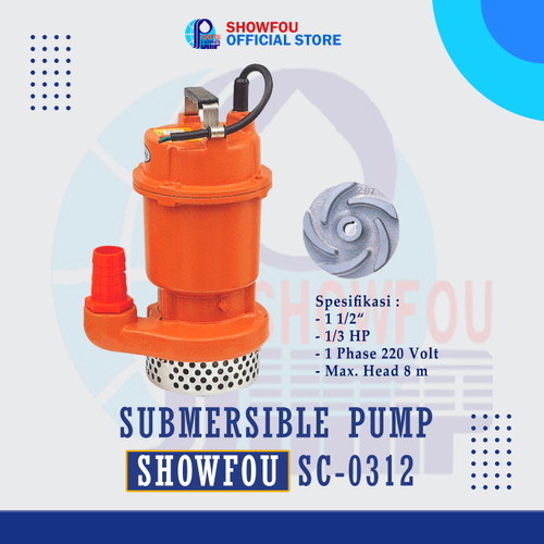 SHOWFOU SUBMERSIBLE PUMP SC-0312 1/3 HP 1 Phase 250 Watt 1-0.5 Inch