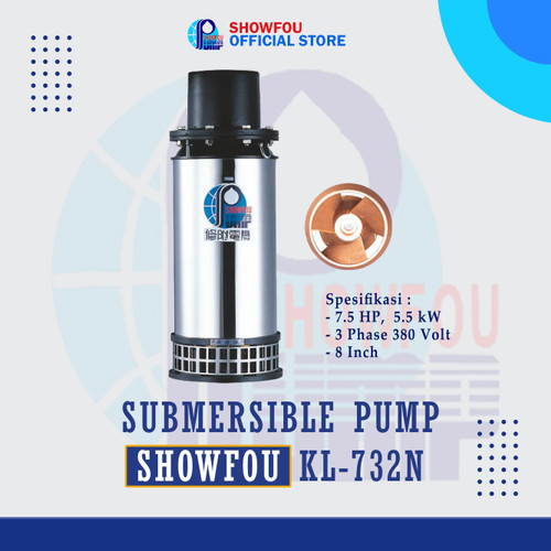 SHOWFOU SUBMERSIBLE PUMP KL-732N, 7.5 HP, 3 Phase 5.5 kWatt 8 Inch