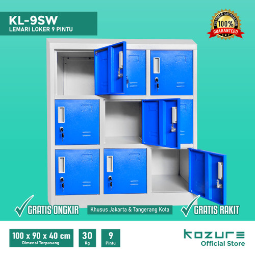 Kozure KL-9SW Lemari Loker Besi 9 Pintu Loker Pendek Utk Sekolah TK SD