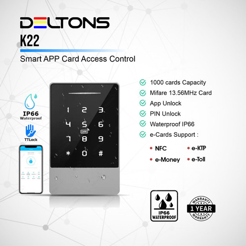 Deltons Smart Access Control K22 TTLock PIN Card 13.56MHz Waterproof