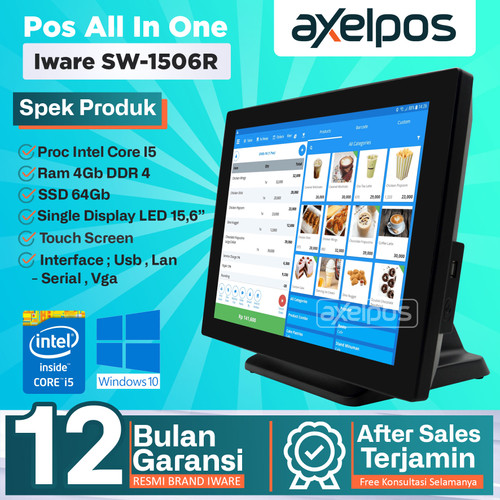 Pos All in One Mesin Kasir Touchscreen Intel Core I5 Ram 64Gb / Ssd 64Gb Iware SW1506R