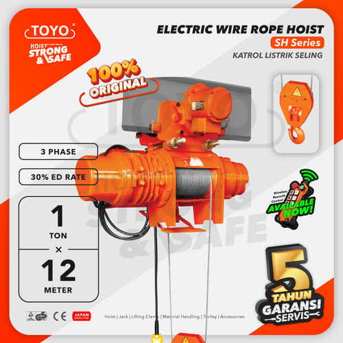 Electric Wire Rope Hoist 1 Ton x 12 Meter SH Series TOYO