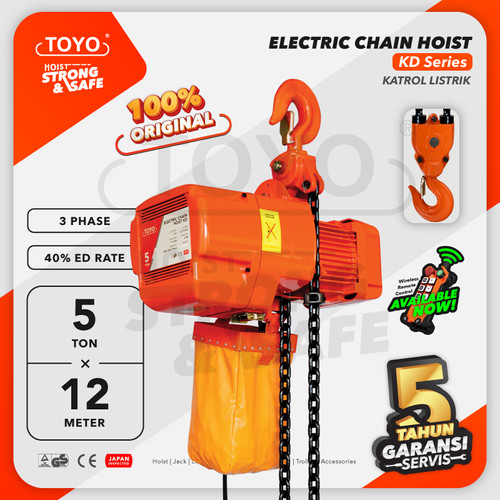 Electric Chain Hoist 5 Ton x 12 Meter KD Series TOYO