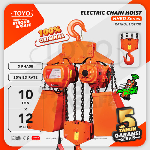 Electric Chain Hoist 10 Ton x 12 Meter HHBD Series TOYO