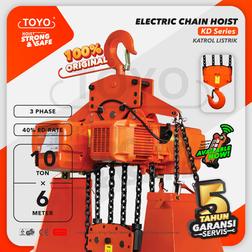 Electric Chain Hoist 10 Ton x 6 Meter KD Series TOYO