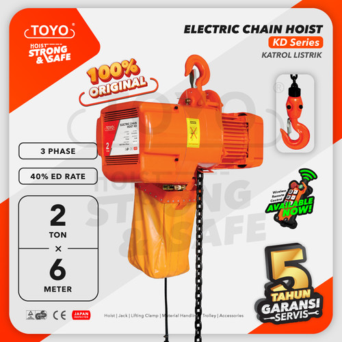 Electric Chain Hoist 2 Ton x 6 Meter KD Series TOYO