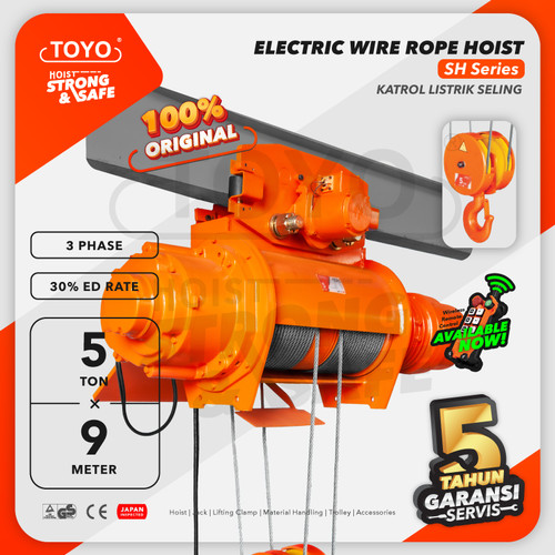 Electric Wire Rope Hoist 5 Ton x 9 Meter SH Series TOYO