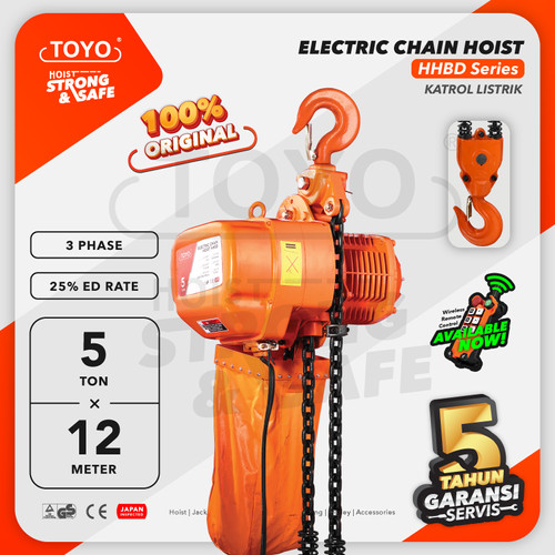 Electric Chain Hoist 5 Ton x 12 Meter HHBD Series TOYO