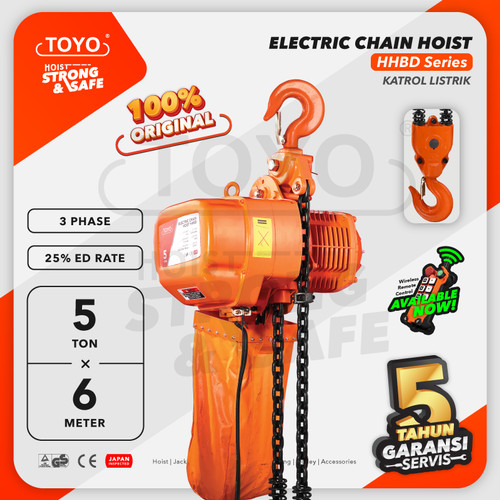 Electric Chain Hoist 5 Ton x 6 Meter HHBD Series TOYO