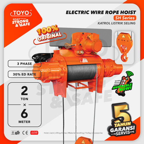 Electric Wire Rope Hoist 2 Ton x 6 Meter SH Series TOYO