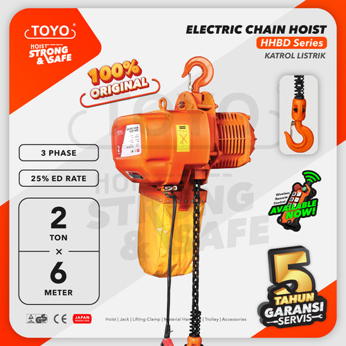 Electric Chain Hoist 2 Ton x 6 Meter HHBD Series TOYO