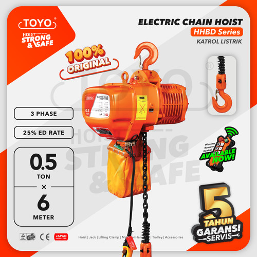 Electric Chain Hoist 0.5 Ton x 6 Meter HHBD Series TOYO