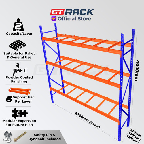 STARTER RAK GUDANG PALET 2 TON 4 METER RAK PALLET HEAVY DUTY P270CM