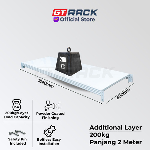 LAYER 200KG PANJANG 2 METER EXTRA RACK AMBALAN RAK GUDANG PAPAN BESI