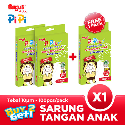 BUY 2 GET 1 FREE - Bagus PiPi Sarung Tangan Anak 10 µ 100 pcs