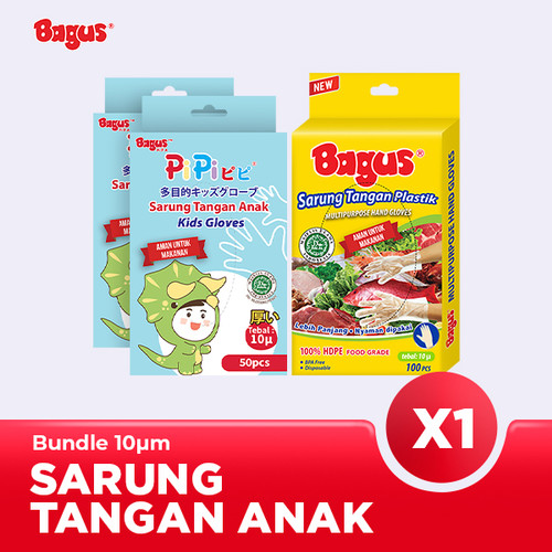 Bagus Sarung Tangan Plastik - Adult & Kids Bundle - 10 Mikron