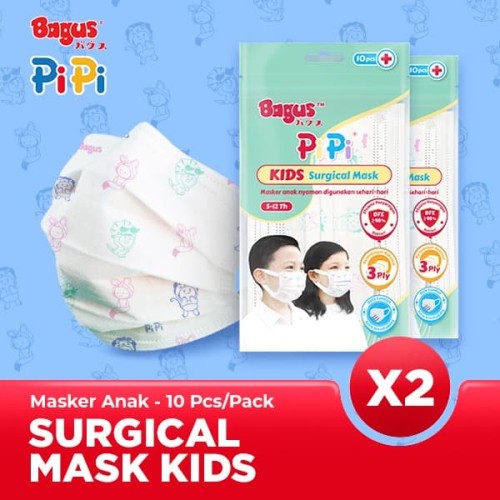 [Twin Pack] Bagus PiPi Kids Surgical Mask 10 pcs - Masker Medis Anak