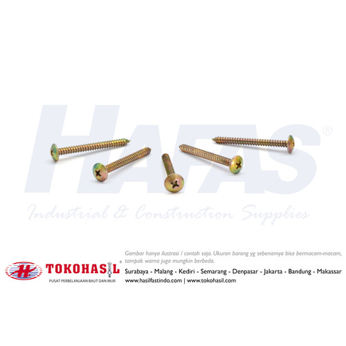 Sekrup TSAT, T S A T, T+ AB Screw #10x1/2" - Kuning (ECERAN)