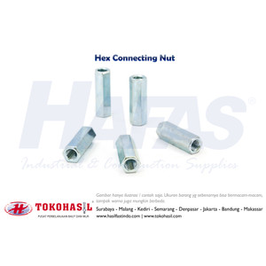 Hex Connecting Nut M24 x K36 x 50 - putih (Long Nut / Mur Panjang)