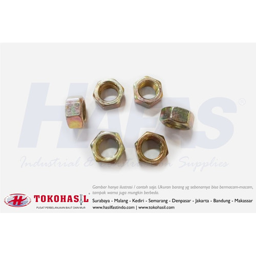 Mur Segi Enam M 6, K 10 - P1.00 (Kuning) / Hex Nut Only M6 - ECERAN