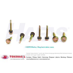 Roofing Screw M5 x 25 - 24T (kuning) | Sekrup Drilling - 100 pcs