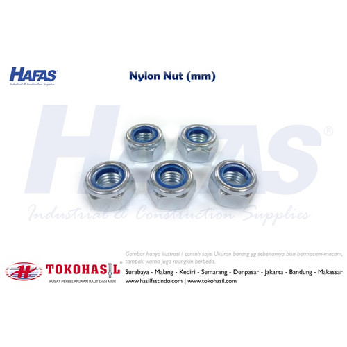 Nylon Nut / Mur Nylon M24, K 36 - P1.50 (putih)