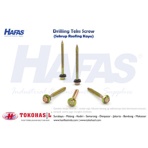 HWH Drilling Teks Screw/Sekrup Roofing Kayu #12 x 1 1/2", 11T (kuning)