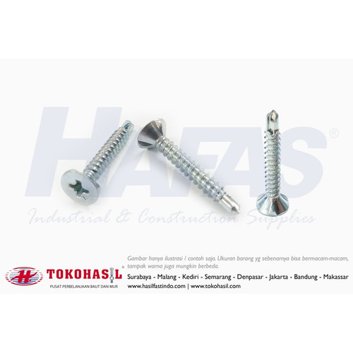 Sekrup FH+ RIB Drilling Screw #6x1, #6 x 1" - 20T (Putih) - ECERAN