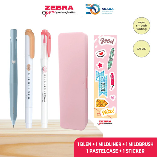 Zebra Paket Alat Tulis 2/ Stationery Set 2 Free Pastel Case